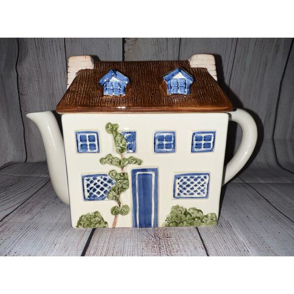 Haldon Group Blue Cream Ceramic Kitchen English Cottage Village Town Tea Set 3x - Picture 16 of 16